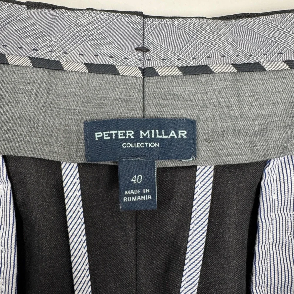 Peter Millar Collection‎ Mens 40 Charcoal Gray 100% Wool Dress Pants Slacks